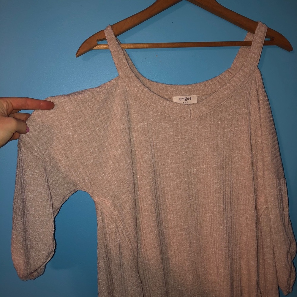 UMGEE Cold Shoulder Long Flowy Tunic Tee Lounge